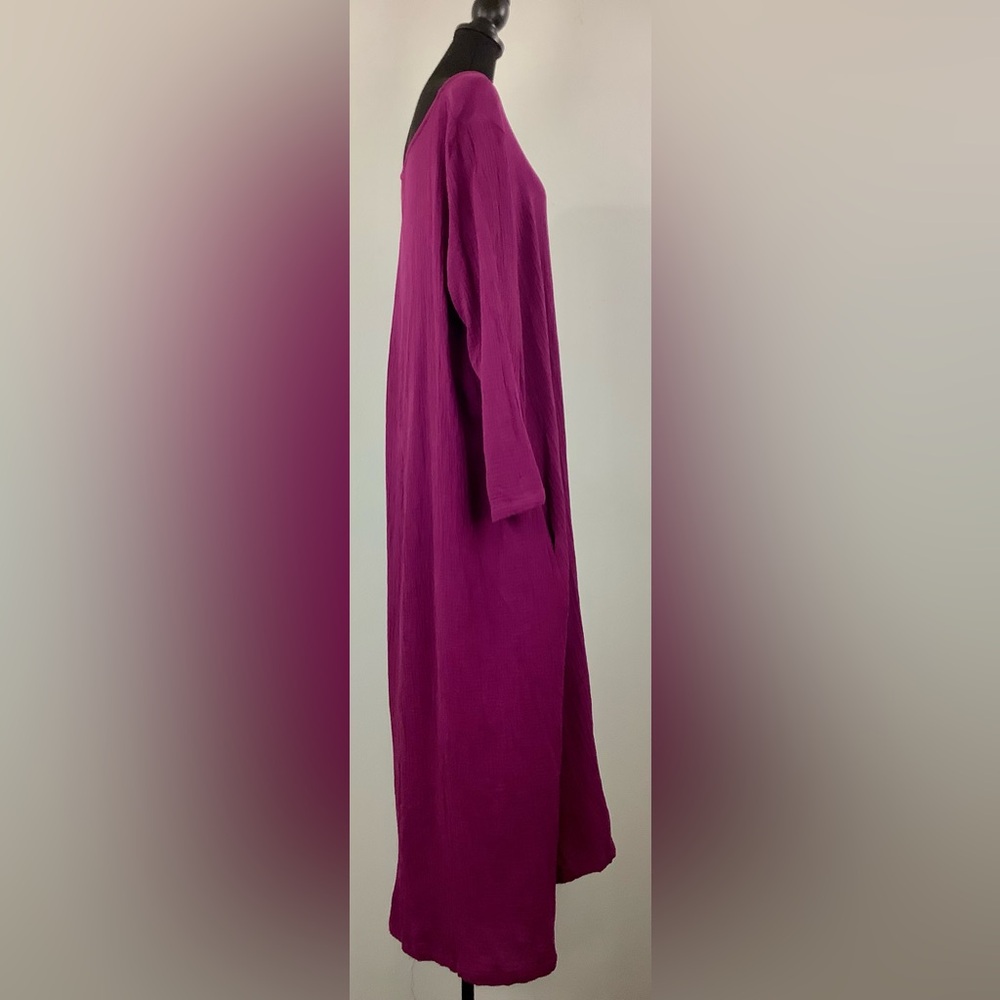 NEW Cotton Oversized caftgan Dress eggplant purple LARGE - Picture 4 of 12